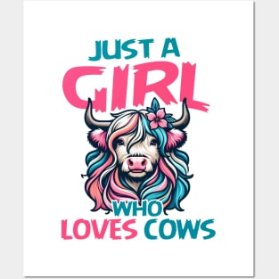 Scottish Highland Cow-Shirt Just Girl Loves Cow Kids Toddler Posters and Art